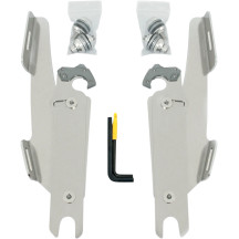 Fats/Slim Windshield Trigger-Lock Complete Mount Kit — Polished, fits Batwing Fairing, without OEM light bar