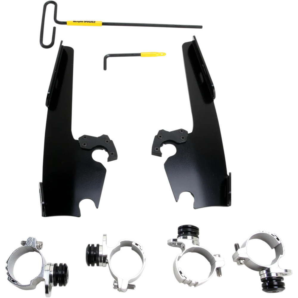 Fats/Slim Windshield Trigger-Lock Complete Mount Kit — Fits Memphis Fats and Memphis Slim, without OEM light bar, Black
