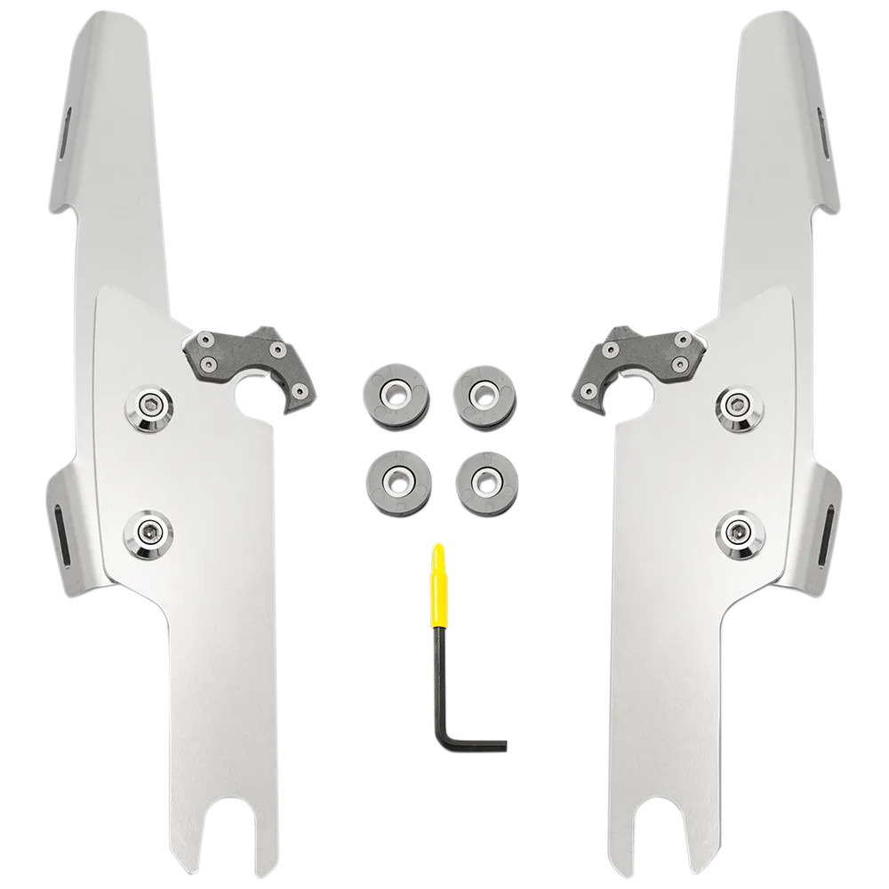 Parabrisas Fats/Slim Trigger-Lock Kit de montaje completo — Memphis Fats, Memphis Slim sin barra de luz OEM, Pulido