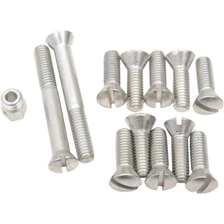 Kit de tornillos de tapa superior de transmisión — tornillos 1/4"-24 largos y cortos, tornillo de ventilación, plata cadmiada