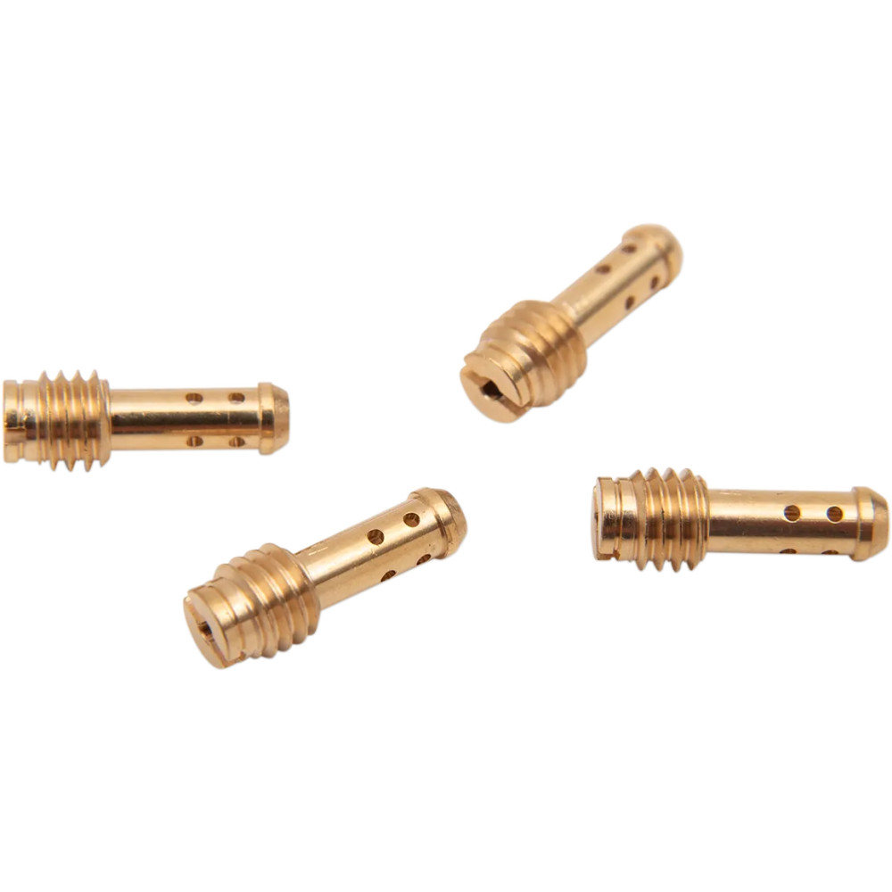 VM22/210 Jets piloto Mikuni genuinos — tamaño de chorro 15, compatibles con VM/TM y TMX, paquete de 4, dorado