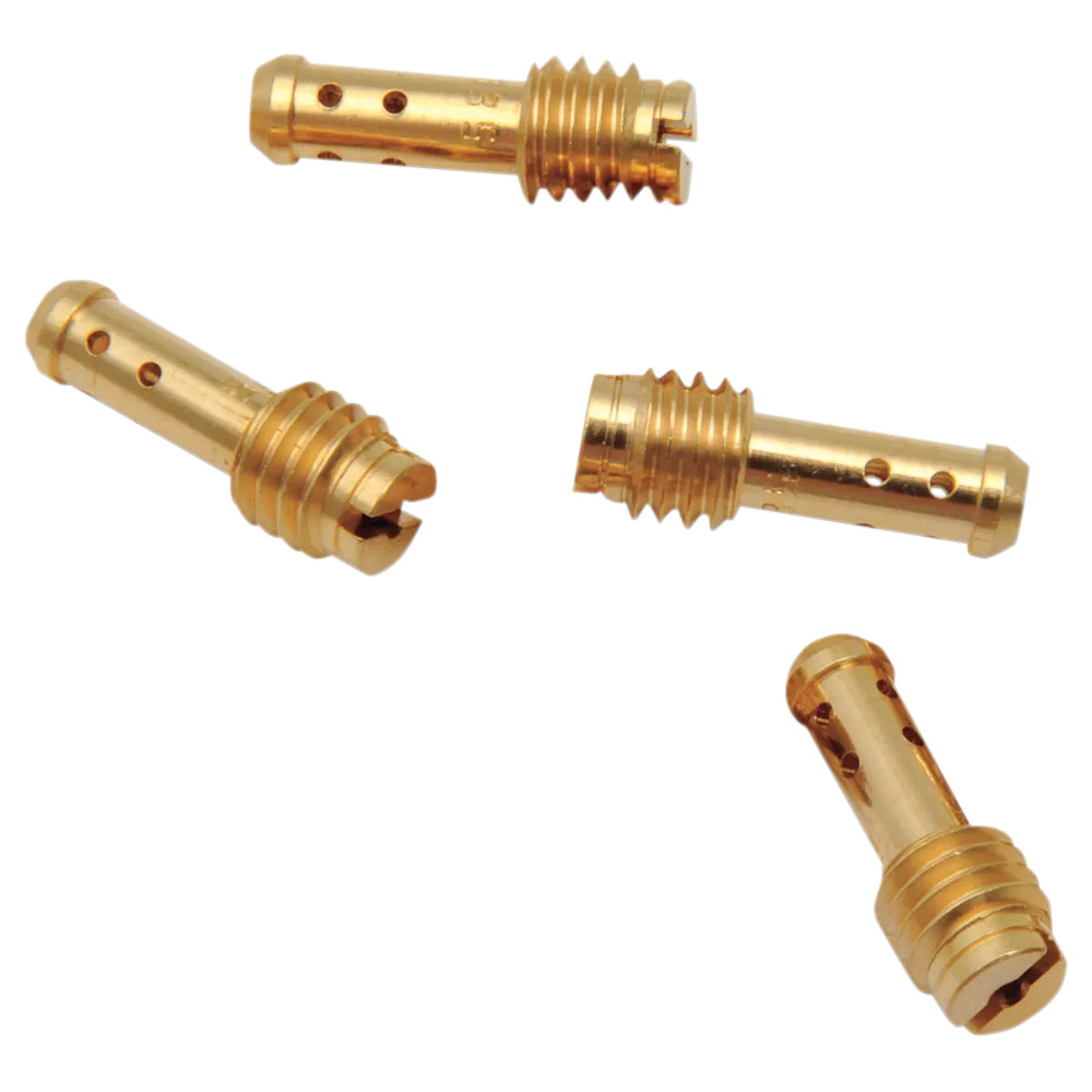 VM22/210 Jets piloto Mikuni genuinos — tamaño 30, longitud 14.00 mm, cabeza 4.00 mm, pack de 4, dorado