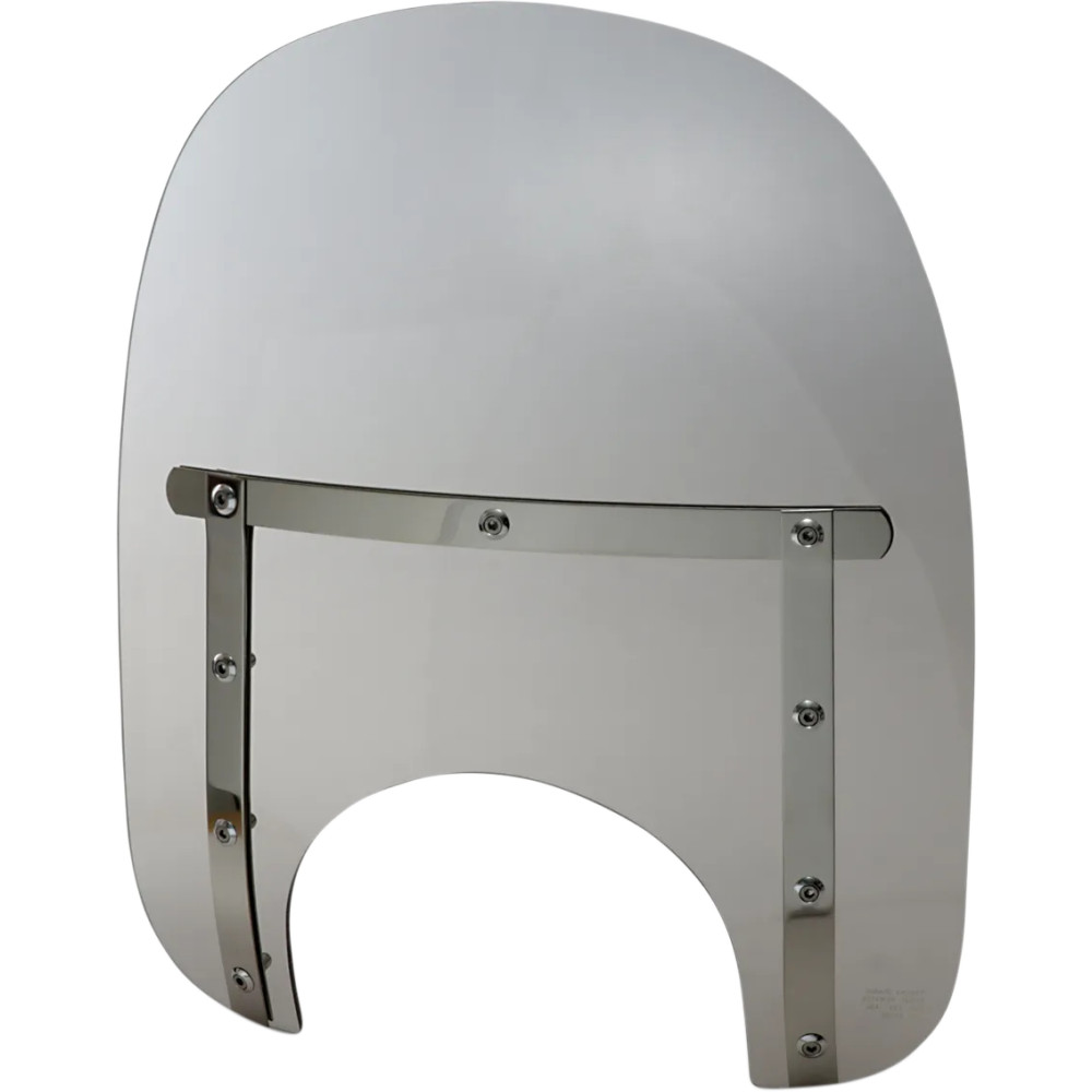 Memphis Slim Windshield — 18" wide, 15" height, 9" headlight cutout, Gray