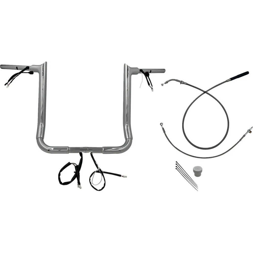 Kit de manillar cableado EZ Install — 91,5 cm ancho, 40,5 cm subida, 25,4 mm diámetro de sujeción, Cromo
