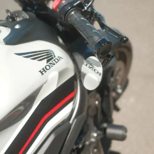 mo.view Spy 50 mm Espejo de extremo de manillar — cabezal 75 mm, brazo 61 mm, para manillar 22 mm / 1 in, Negro