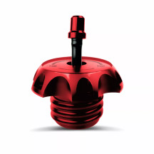 Performance Vented Gas Caps — Red, billet aluminum