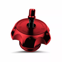 Performance Vented Gas Caps — Red, billet aluminum