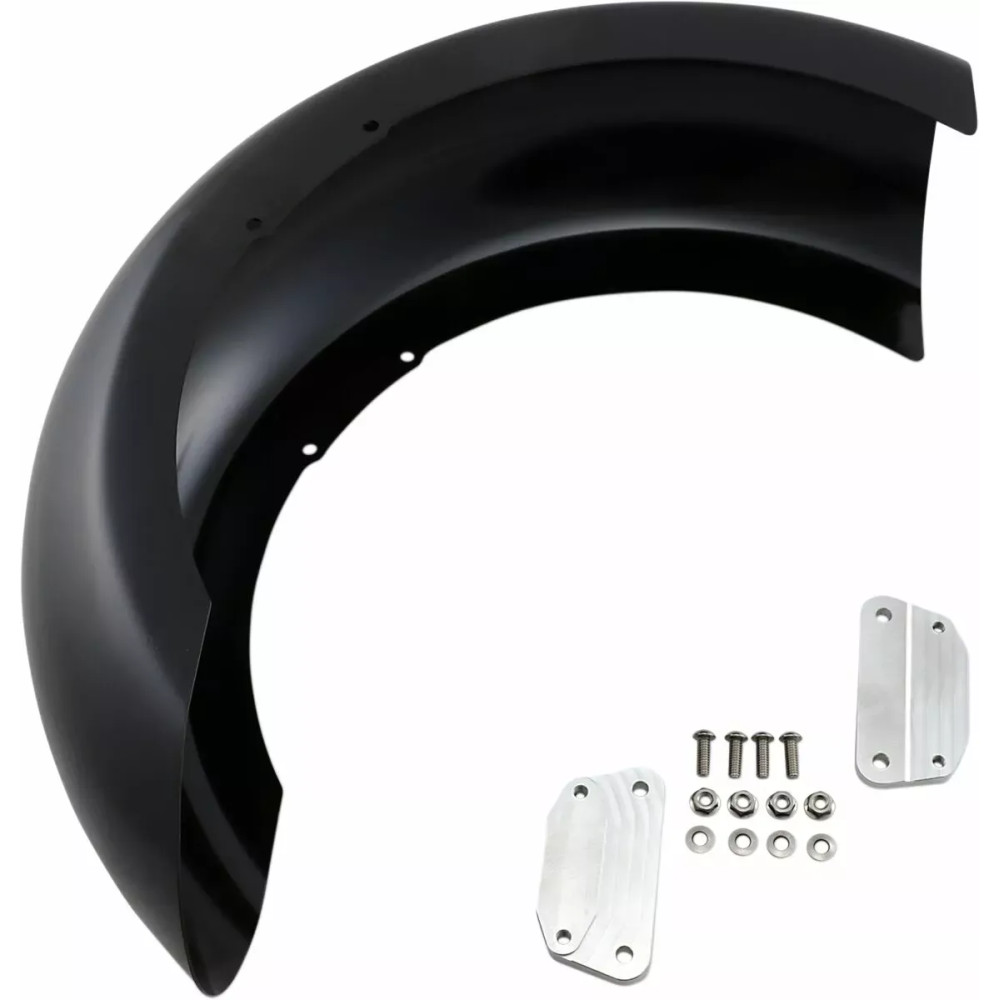 Hugger Series Front Fender with Mounting Blocks for Softail/Dyna — 18", Black