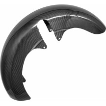 Carbon Fiber 18" Fat Wrapper Front Fender — 8" width, 180 mm tire clearance, fits 49 mm '24-'25 front ends, black