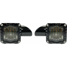 Intermitentes delanteros LED de alto rendimiento Shark Demon™ — para Harley-Davidson®, con conector JAE, negro brillante, lente 