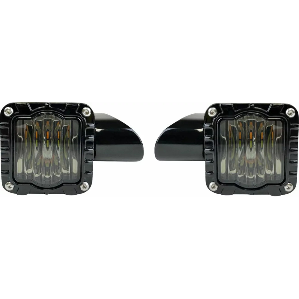 Intermitentes delanteros LED de alto rendimiento Shark Demon™ — para Harley-Davidson®, con conector JAE, negro brillante, lente 