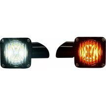 Intermitentes delanteros LED de alto rendimiento Shark Demon™ — para Harley-Davidson®, con conector JAE, negro brillante, lente 