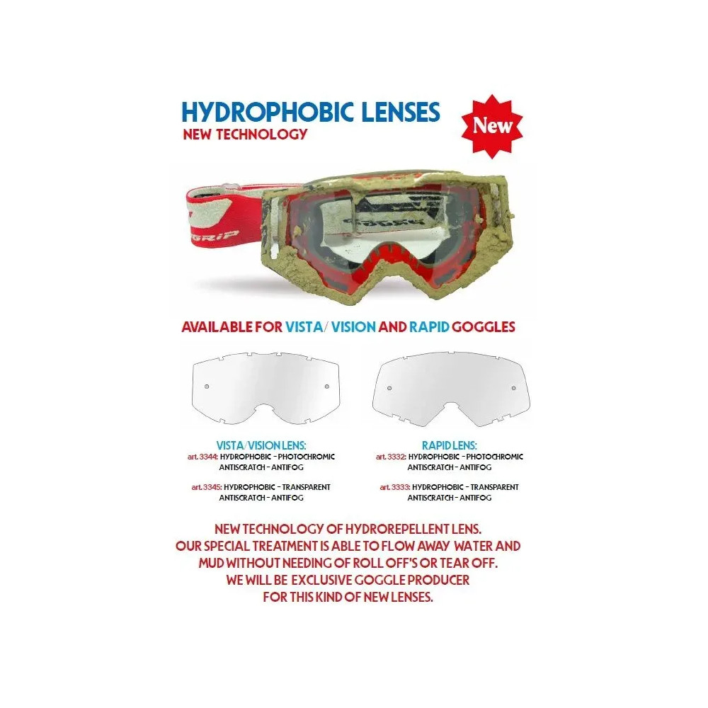 Vista/Vision Hydrophobic Replacement Lens — Clear, Fits Vista and Vision, Adult