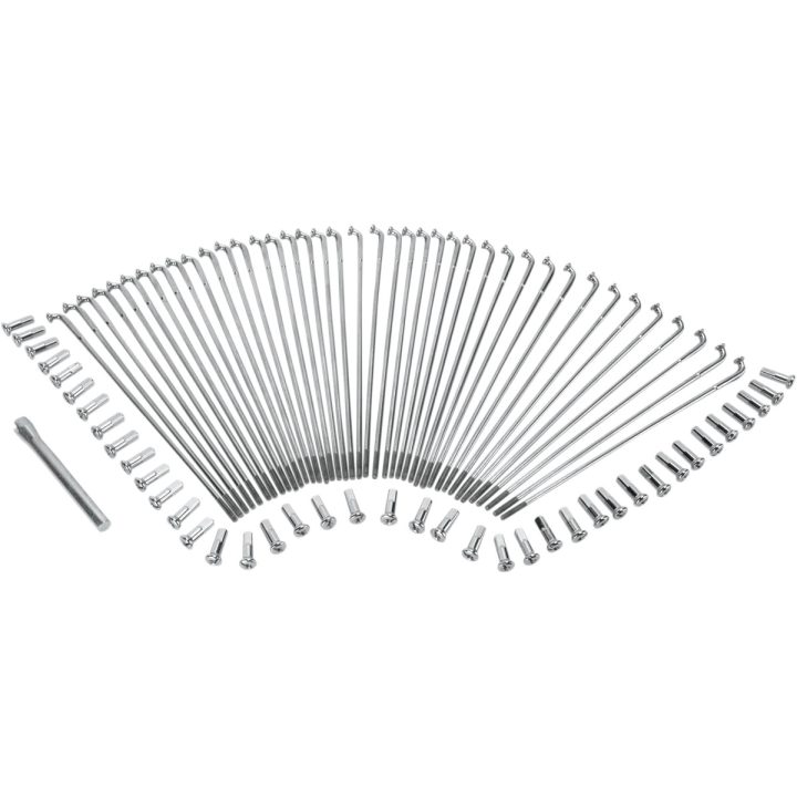 Juego de radios cromados y de acero inoxidable — 9-1/2" radios, llanta 21", Delantero, Wide Glide