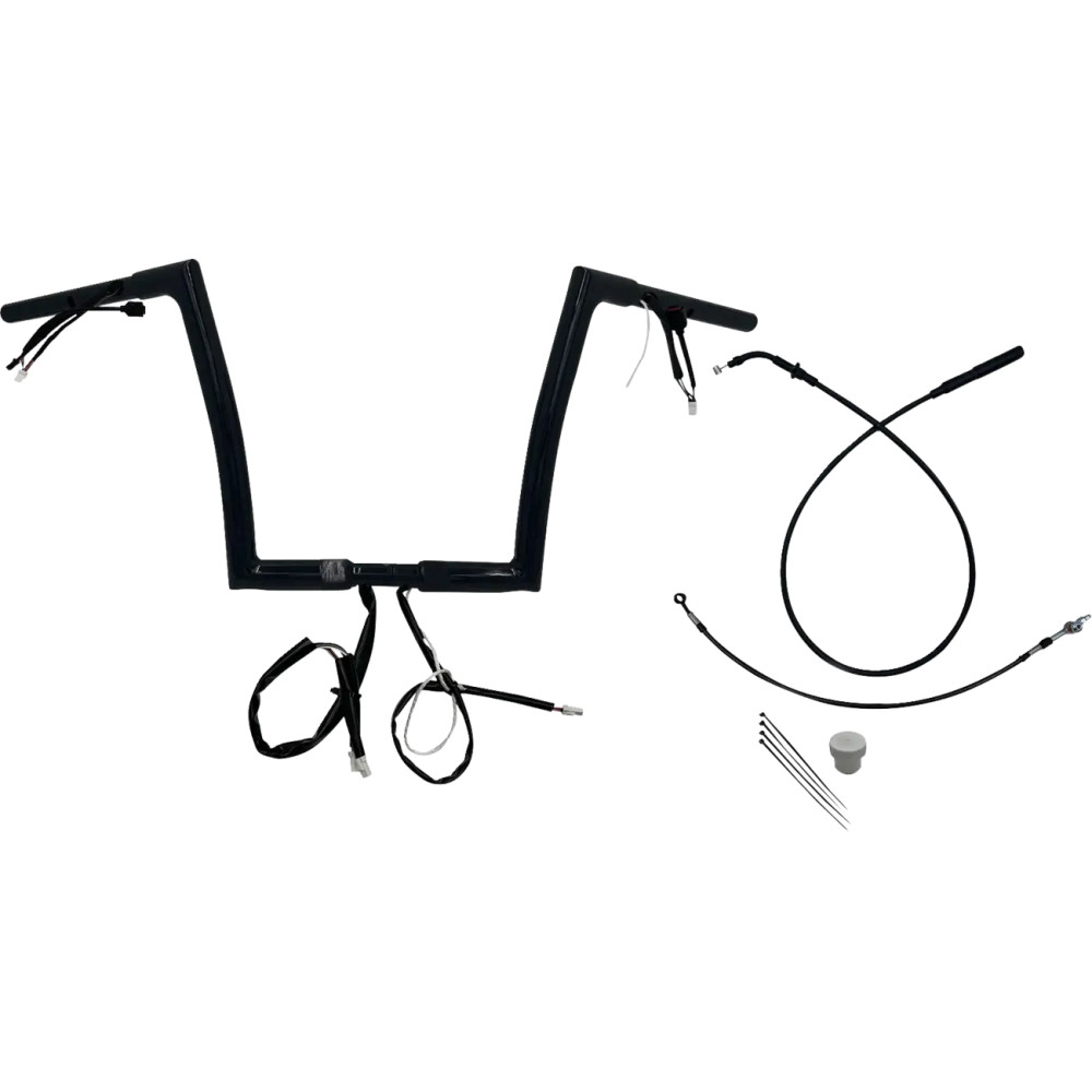 Manillar Flat Top EZ Install de 1-1/4" — diámetro de abrazadera 32 mm (1-1/4"), ancho 89 cm (35"), elevación 30,5 cm (12"), negr