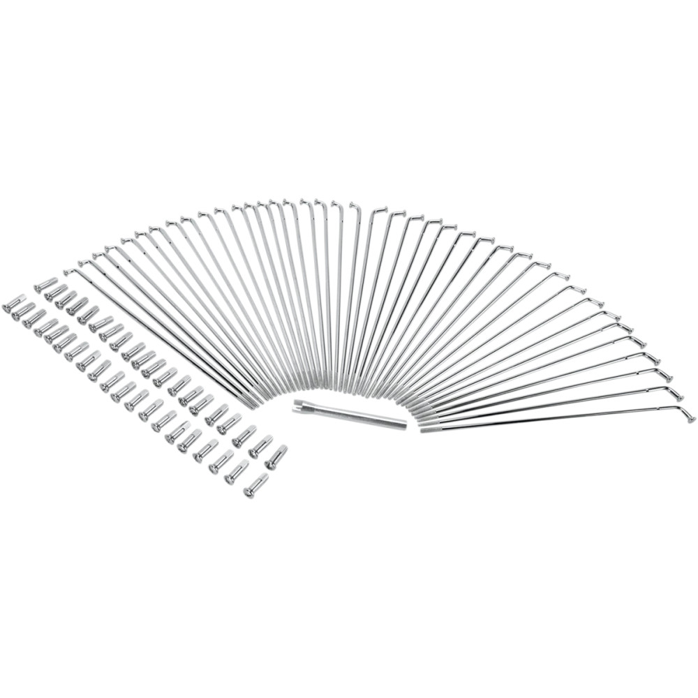 Chrome and Stainless Steel Spoke Set — 21" rim, 9.5" spokes, Front, Narrow Glide