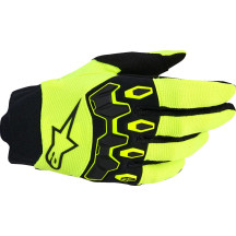 Guantes Full Bore V2 para jóvenes — M, Amarillo fluorescente/Negro, Puño corto, Cierre de velcro