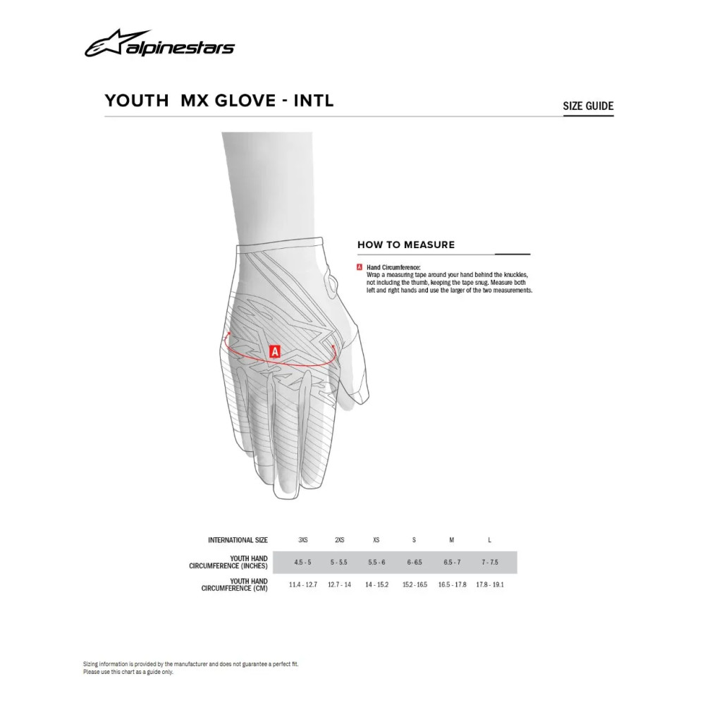 Guantes Full Bore V2 Juvenil — Talla S, rojo