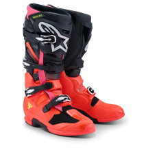 Tech 7 Boots — Mid-Calf, Black, Red, Fluorescent Pink