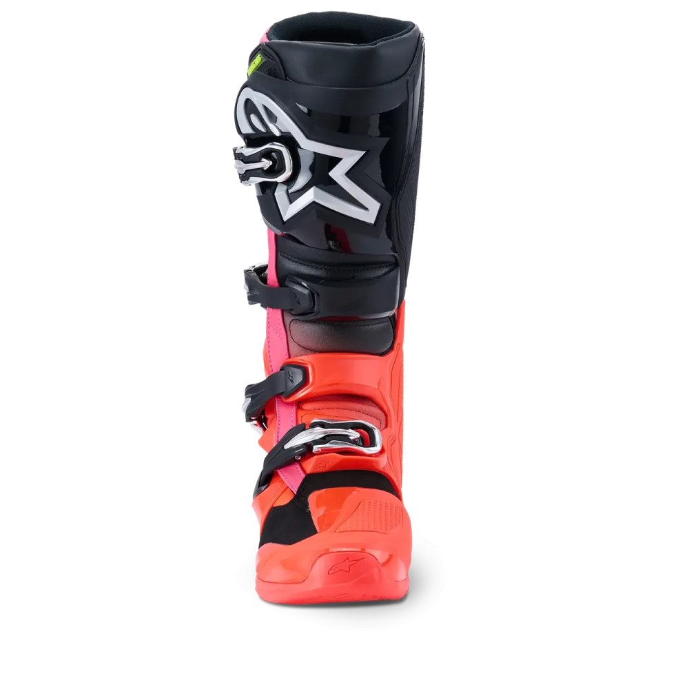 Tech 7 Boots — Mid-calf, US 16, Black, Red, Fluorescent Pink