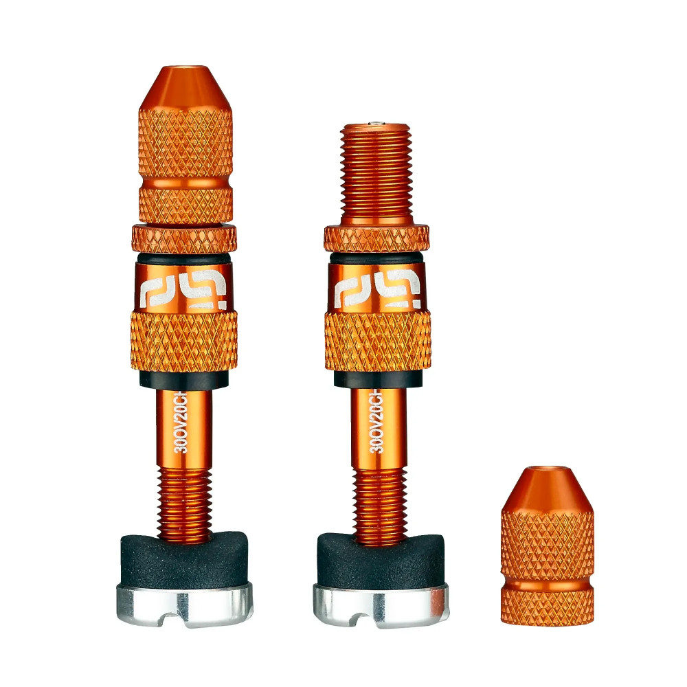 Quick Fill Schrader Tubeless Valve Set — Orange