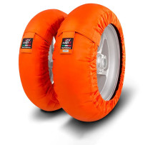 Suprema Spina Tire Warmer — M/XL, Front ≤125/17, Rear ≤200/55-17, Orange, Pair