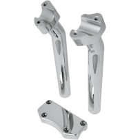 Handlebar Riser & Top Clamp Kit — 1" clamp, 1/2-13 thread, 1-1/2" pullback, 9-1/2" rise, Chrome