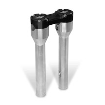 Clubstyle Straight Riser — 10" length, 25.4 mm (1") clamp, Black, Silver anodized