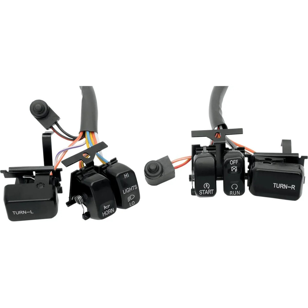 Juego de interruptores para manillar — Negro, pulido, 6 botones, montaje izquierdo/derecho