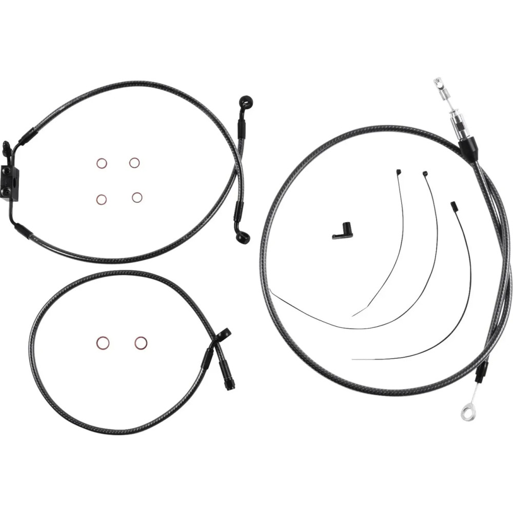 KARBONFIBR Designer Handlebar Installation Kit — Ape hanger, 6" risers, Carbon fiber, Silver