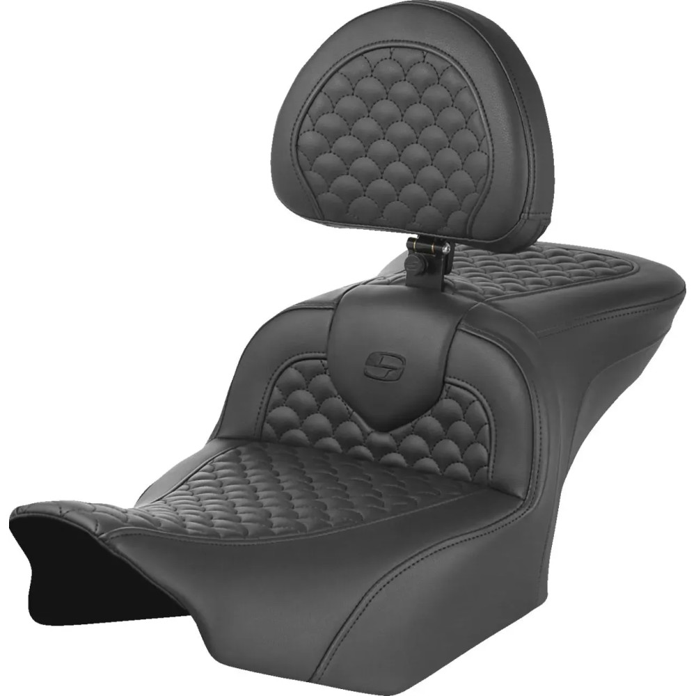 Dragon Scale Stitch Roadsofa™ Seat — 30-1/2" overall, 16" driver length, 14" driver width, Black