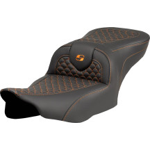 Dragon Scale Stitch Roadsofa™ Seat — 30-1/2 in overall, 16 in driver, Black/Orange