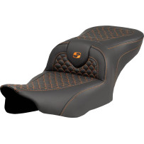 Dragon Scale Stitch Roadsofa™ Seat — 30-1/2 in overall, 16 in driver, Black/Orange