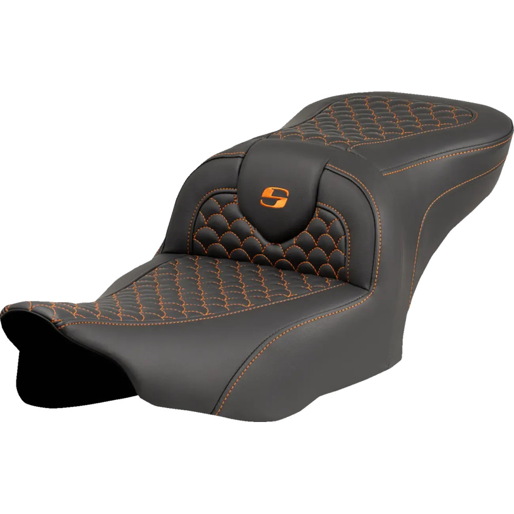 Dragon Scale Stitch Roadsofa™ Seat — 30-1/2 in overall, 16 in driver, Black/Orange