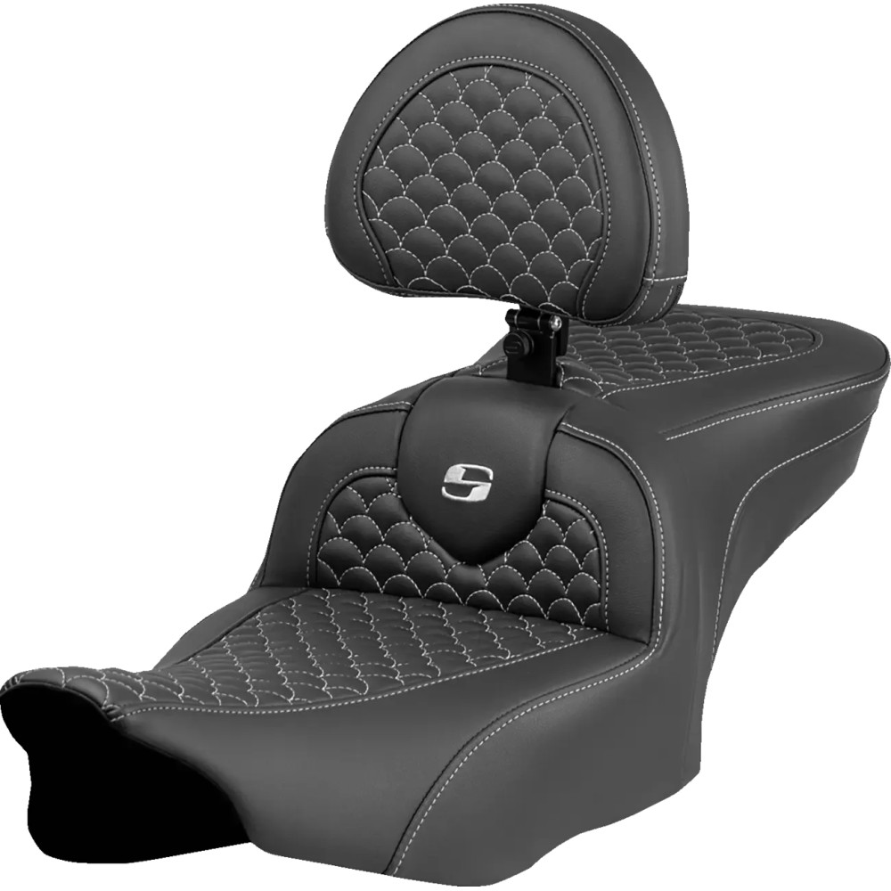 Dragon Scale Stitch Roadsofa™ Seat — 30.5" overall, driver 16" × 14", Black