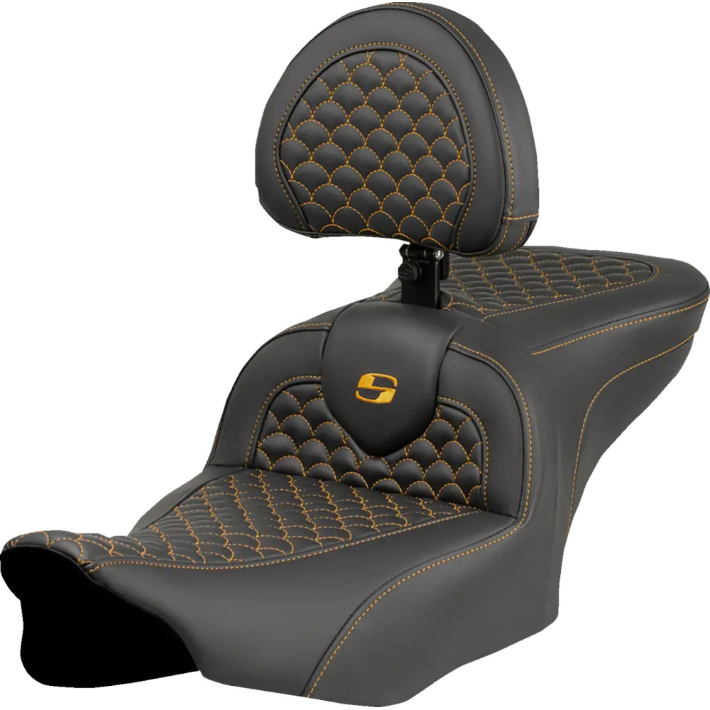 Dragon Scale Stitch Roadsofa™ Seat — Black, 16" L × 14" W
