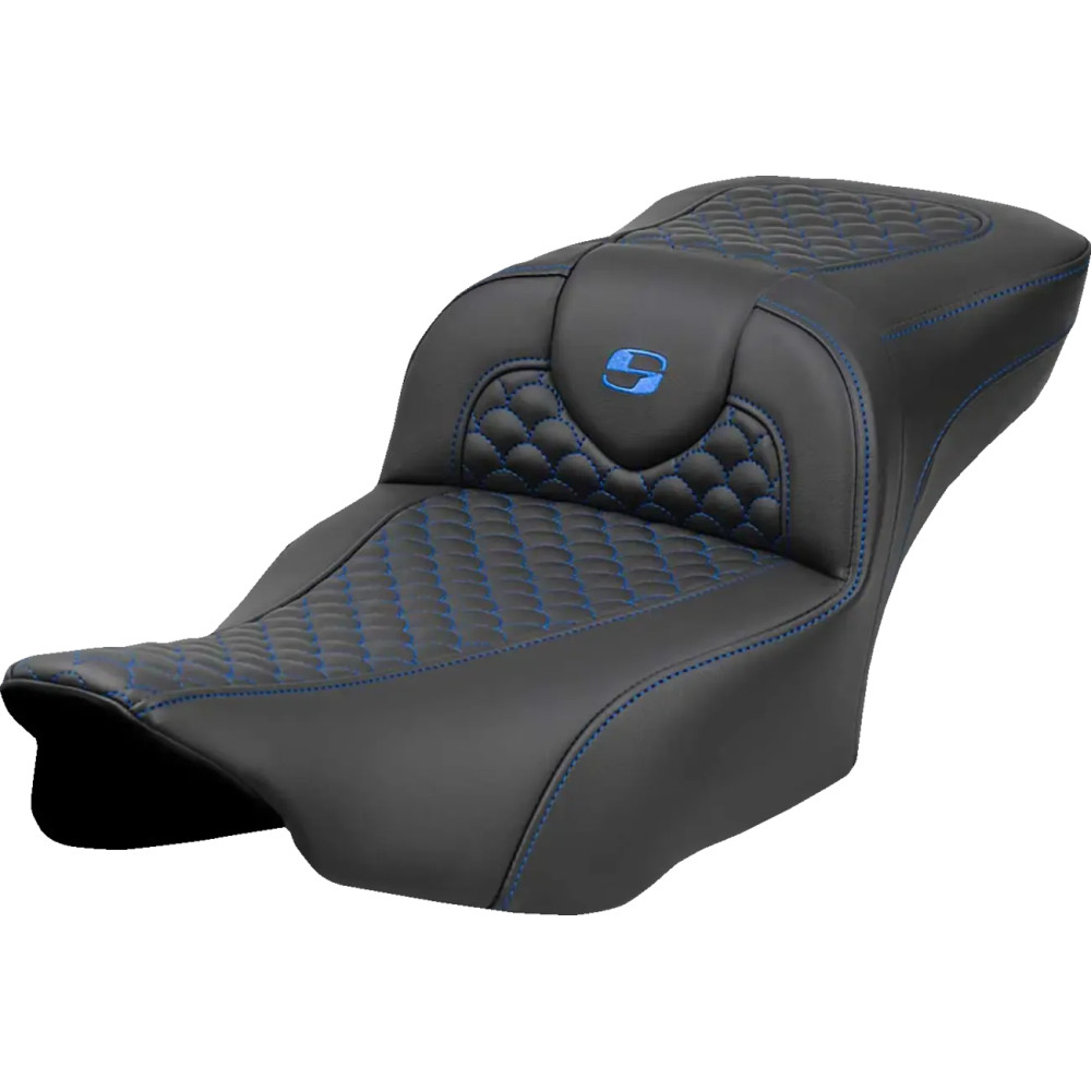 Dragon Scale Stitch Roadsofa™ Seat — Overall length 30-1/2", driver 17-1/2" x 14", Black/Blue