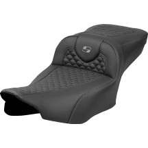 Dragon Scale Stitch Roadsofa™ Seat — 2-Up, Driver 17-1/2" L × 14" W, Overall 30-1/2" L, Black/Gray