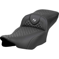 Dragon Scale Stitch Roadsofa™ Seat — Overall 77.5 cm (30.5"), driver 44.5 cm × 35.5 cm (17.5" × 14"), Black/Silver