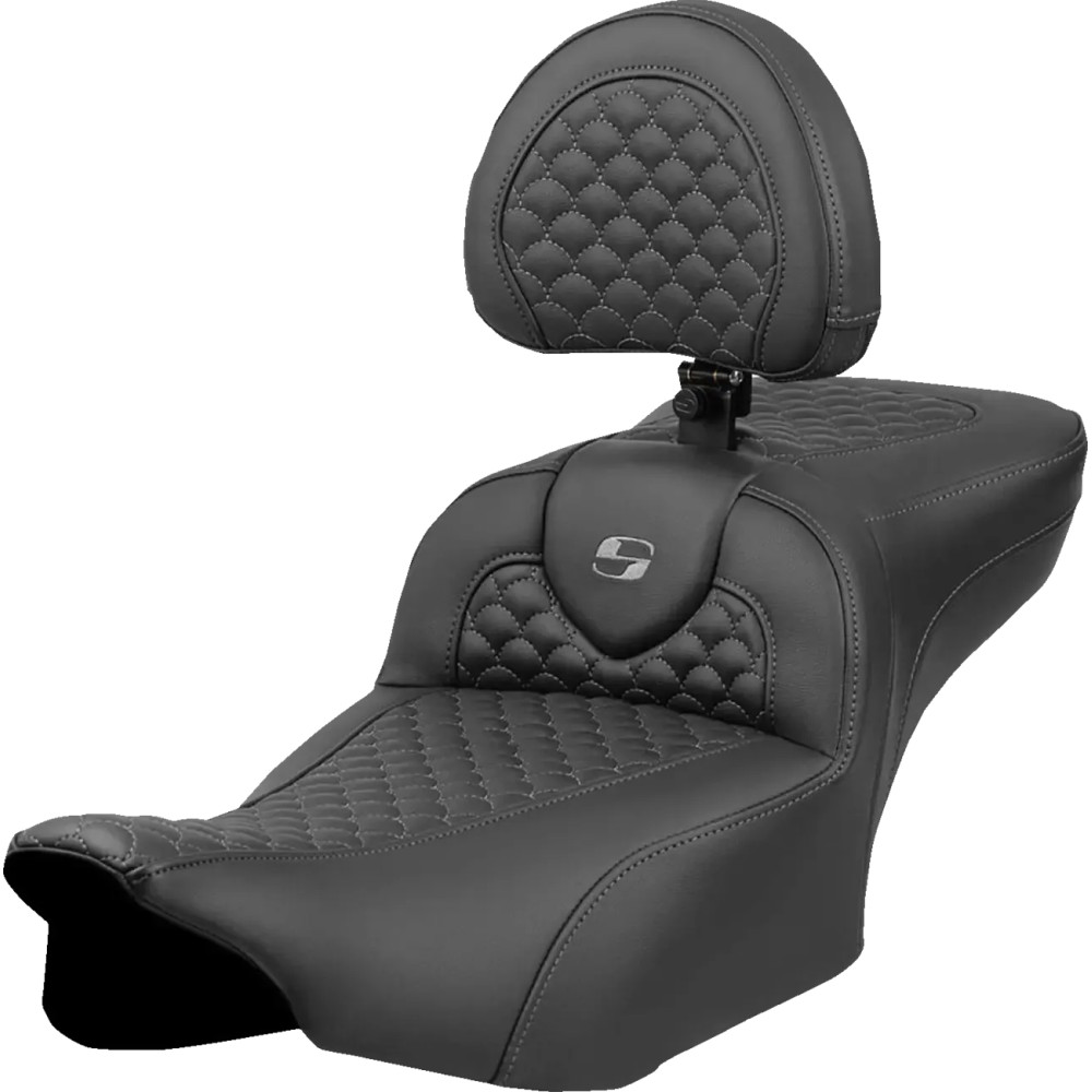 Dragon Scale Stitch Roadsofa™ Seat — Overall 30.5 in, Driver 17.5×14 in, Rear 11×12 in, Black