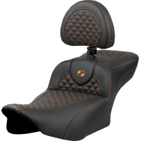 Dragon Scale Stitch Roadsofa™ Seat — 30.5 in overall, 14 in driver width, Black/Orange