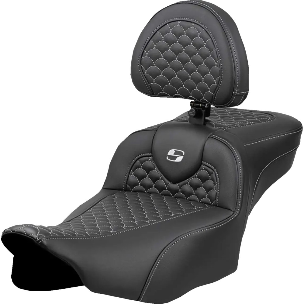 Dragon Scale Stitch Roadsofa™ Seat — 30.5" overall, 14" driver width, Black, Silver