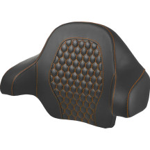Honeycomb Tour Pack Backrest Pad — fits H‑D Touring with King Tour Packs, Black/Orange