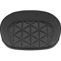 Mini Contour Sissy Bar Pad — Black, 6.5" H, 10.5" W, fits late-model H‑D Touring & M8 Softail three-hole mount