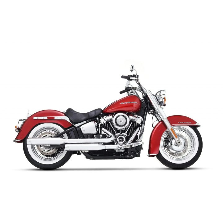 Silenciadores Slip-On dobles de 3.5" para Softails — 3.5" diámetro exterior, tapas finales cromadas, par