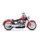Silenciadores Slip-On dobles de 3.5" para Softails — 3.5" diámetro exterior, tapas finales cromadas, par
