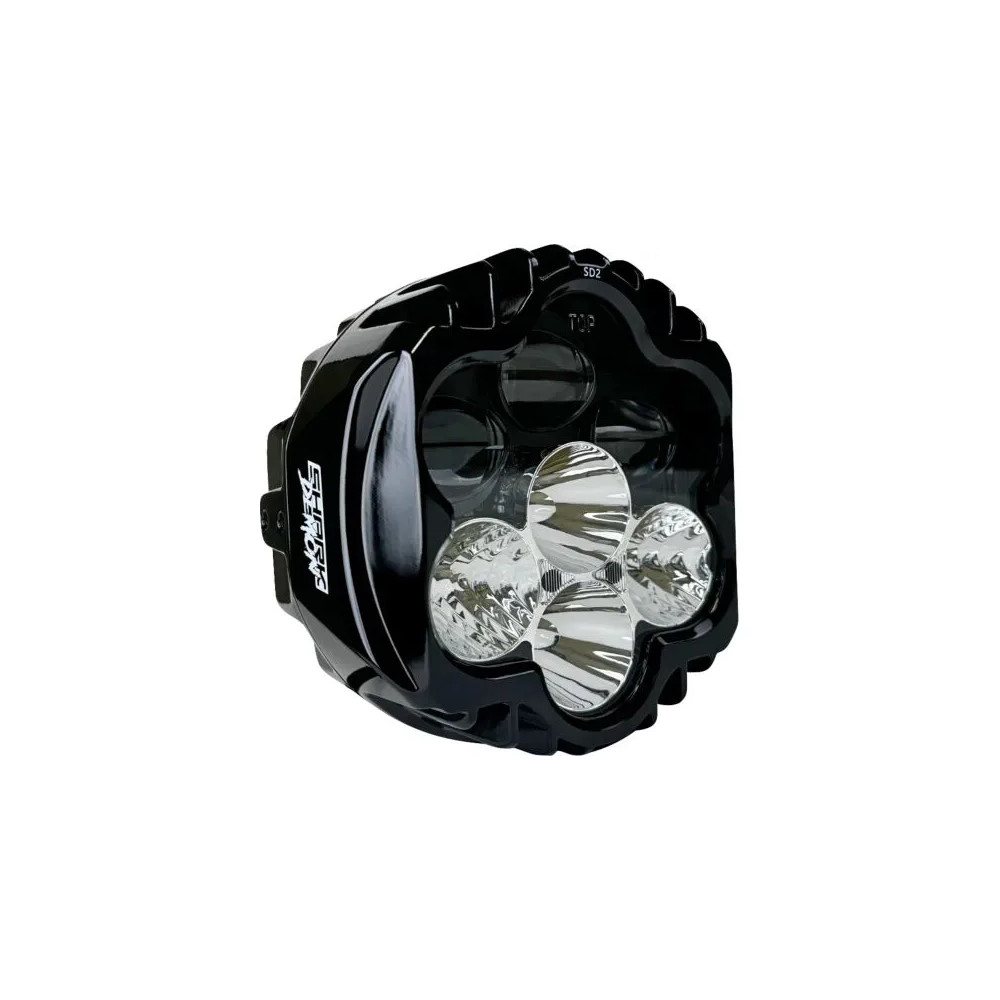 Faro LED universal Shark Demon™ — delantero, negro brillante