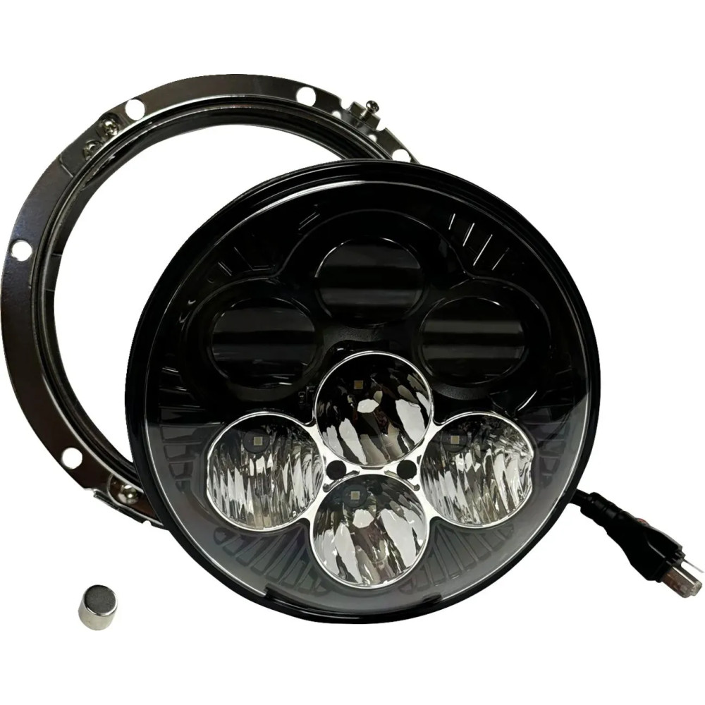 Shark Demon™ faro LED de 7” con luz ambiental — 7", para Harley‑Davidson®