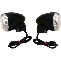 Rear Turn Signal — Black housing, amber LED, clear lens, pair