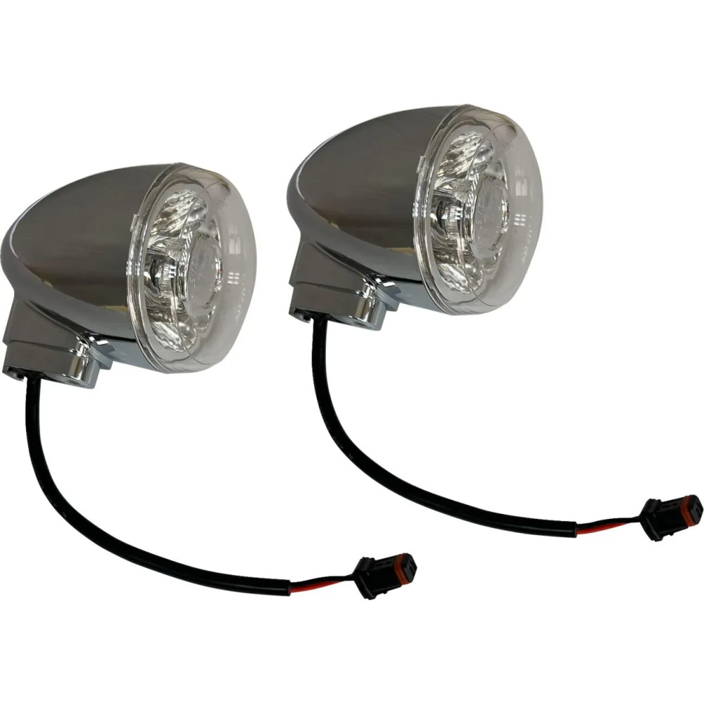 Rear Turn Signal — Amber LED, Chrome housing